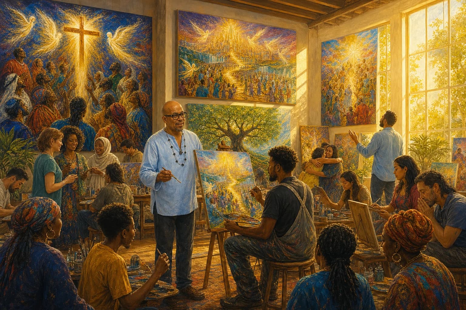 The gallery as a place people come to make things together (an illustration from his book, Painted in His Image)